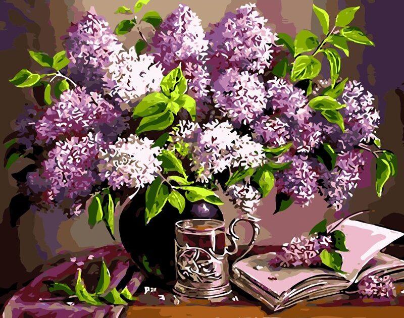 Purple Flowers - Paint By Number For Adults 